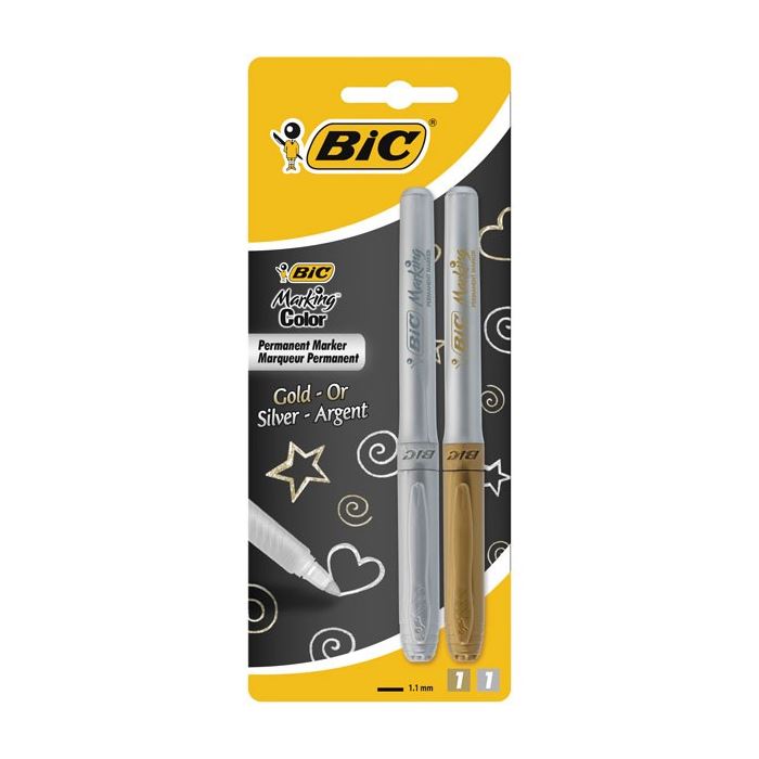 Bic Gold Silver 2'Li Permanent Marker