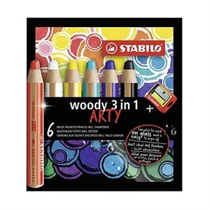 Stabilo Woody 3in1 ARTY 6'lı +kalemtıraş 8806-1-20