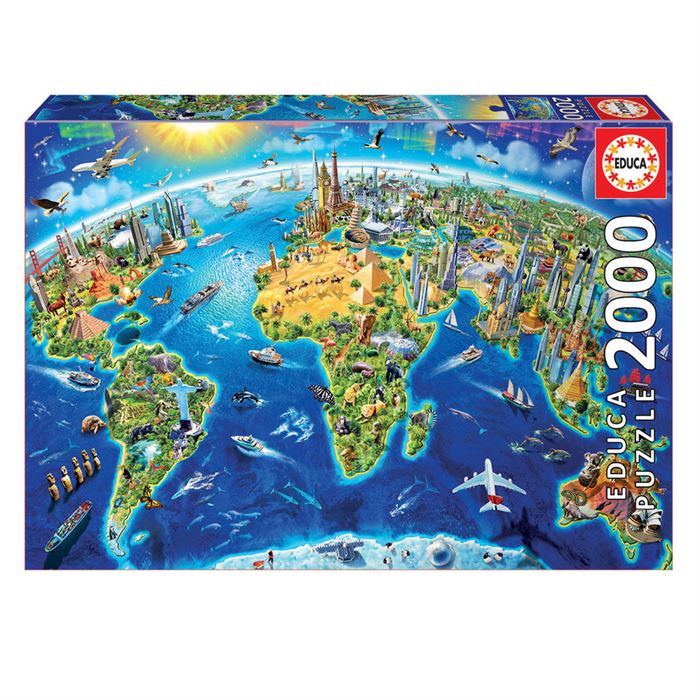 Educa 2000 Parça World Landmarks Globe Puzzle 17129