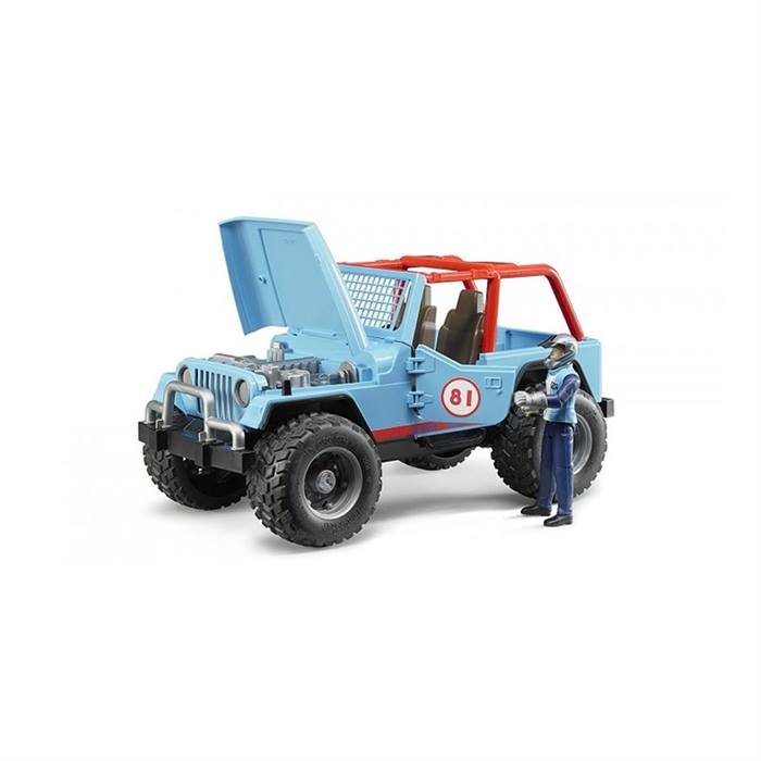 Bruder Oyuncak Jeep Cross Safari Aracı KasklıPilotu Mavi BR02541