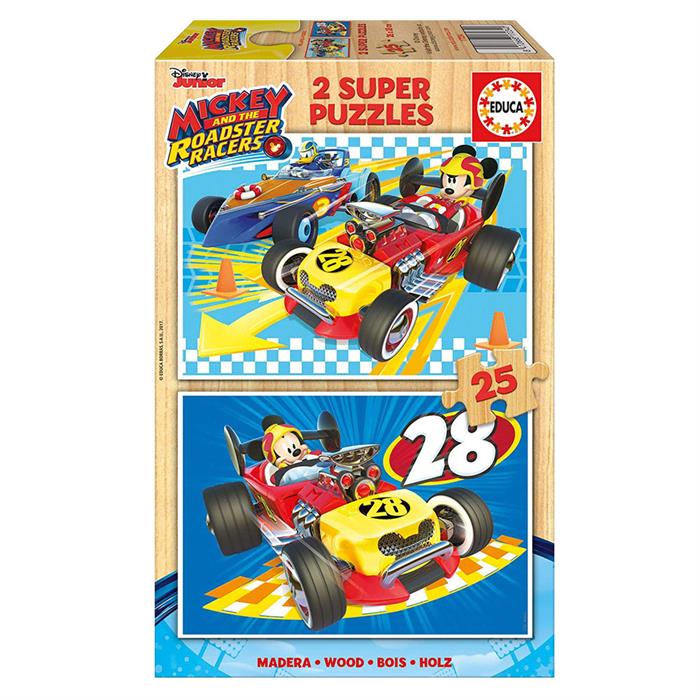 Educa Çocuk Puzzle 2 x 25 Parça Mickey The Roadster Racers 17234