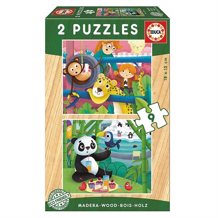 Educa Çocuk Puzzle 2X9 Parça Zoo Animals 17616