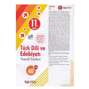11 Sınıf Türk Dili ve Edebiyatı Yaprak Test Nitelik Yayınları