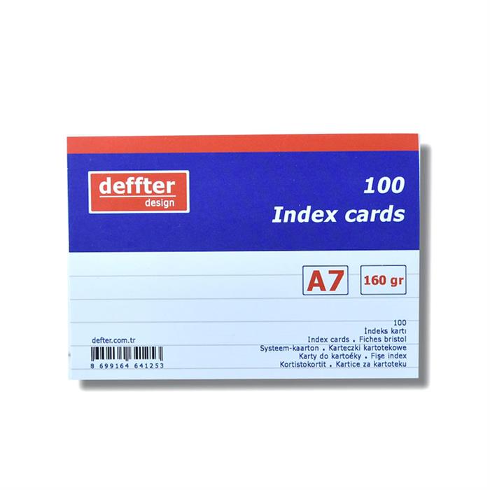 Deffter İndex Kartı A7 Beyaz Çizgili 64125-3
