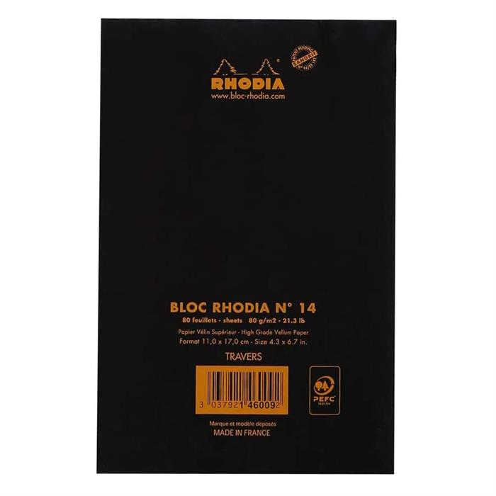 Rhodia Çizgili Bloknot 110x170 mm Siyah Kapak R146009