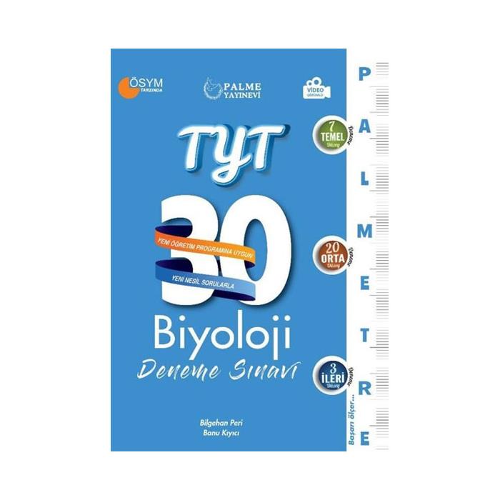 Palme TYT Biyoloji 30 Deneme Sınavı Palmetre Serisi Bilgehan Peri Palme Yayınları