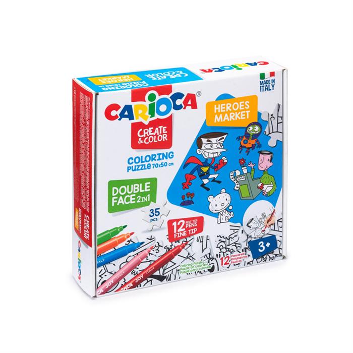Carioca Boyanabilir Puzzle Heroes 35 Parça 12 li Keçeli 42940