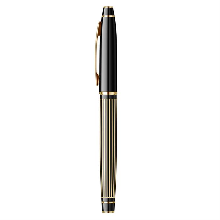 Scrikss Noble 35L Çizgi Desenli Roller Kalem Siyah Altın