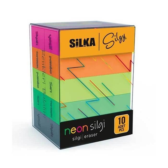 Silka Curved Cornor Neon 5 Renk 10'lu Silgi Art.14