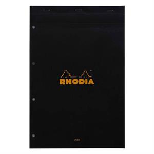 Rhodia Classic Üstten Zımbalı A4 Çizgili Defter Black 206009C