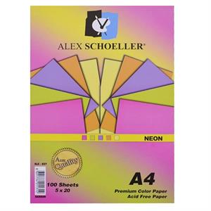 Alex Fotokopi Kağıdı A4 80 Gr.Fosforlu Karışık Renk 100'Lü Paket