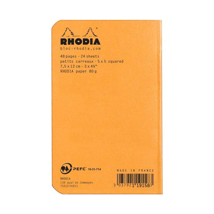 Rhodia Classic Stapled 7,5x12cm Kareli Defter Orange RD119158