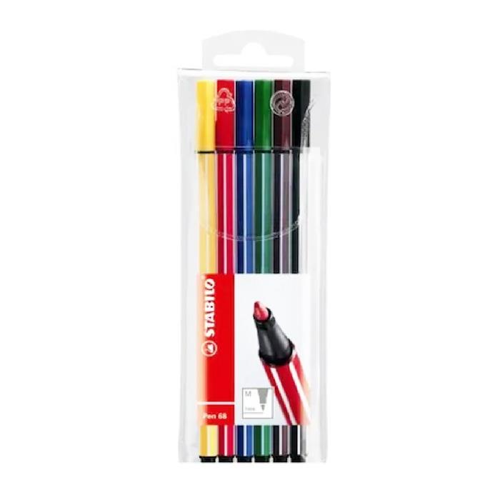 Stabilo Pen 68 Keçe Uçlu Kalem 6 Renk Askılı Paket 6806-Pl