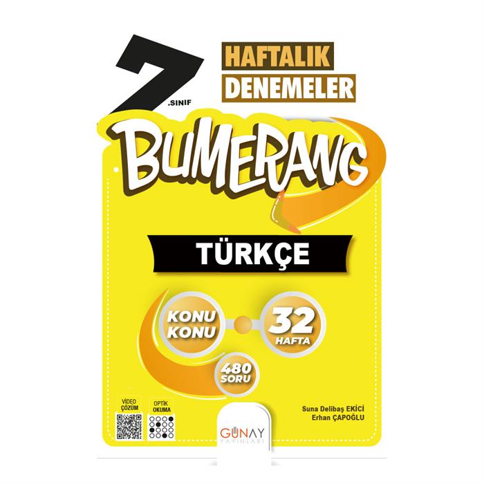7 Sınıf Bumerang 32 Haftalık Türkçe Deneme Günay Yayınları