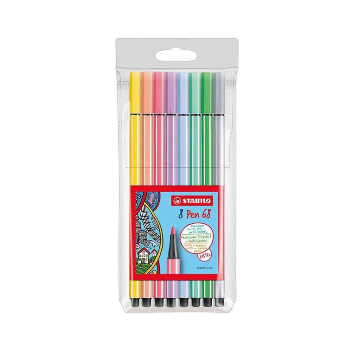 Stabilo Pen 68 Keçe Uçlu Kalem 8 Renk Pastel Askılı Paket 68-801