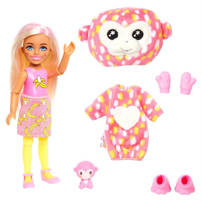 Barbie Cutie Reveal Bebekler Chelsea Tropikal Orman Serisi Maymun HKR14