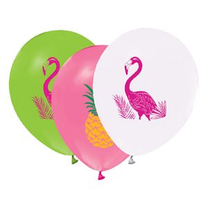 Balon Evi 2+1 Flamingo Baskılı 12inç Balon 8'Li 