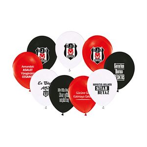 Balon Evi 2+1 Beşiktaş Baskılı 12inç Balon 8'Li 