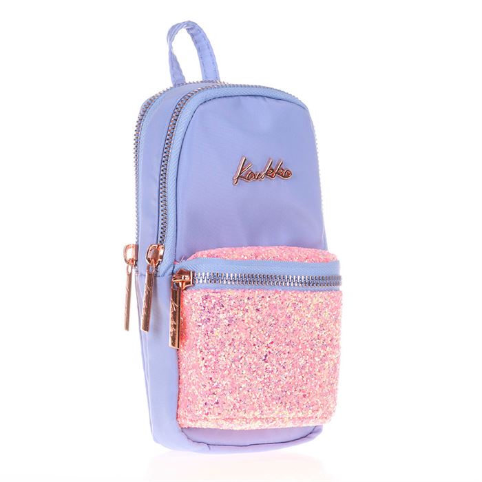 Kaukko Bright Junior Bag Kalem Çantası Taşlı-Floral Mavi K2468