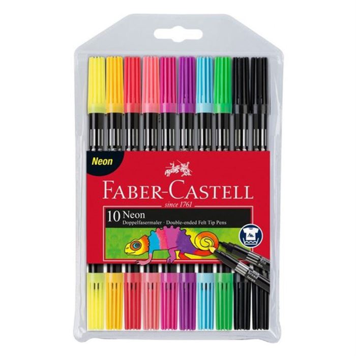Faber Castell Keçeli Kalem Çift Taraflı Neon Karışık 10 Renk (5062151109)